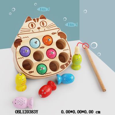 木制萌猫钓鱼玩具18*14*5.5m_OBL120383Y
