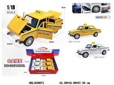 俄文版1:18合金回力车带灯光音乐 3*AG13包电 可开门 2色混装 6只装1展示盒_OBL1858071