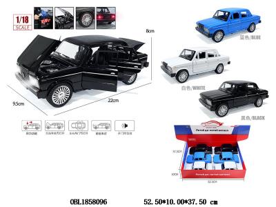 俄文版1:18合金回力车带灯光音乐 3*AG13包电 可开门 3色混装 6只装1展示盒_OBL1858096