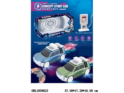 中英文版遥控概念特技车带灯光音乐喷雾 配USB线 车身3.7V锂电池包电 遥控器2*AA不包电 2.4G频率 2色混装_OBL1859623