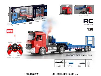 六通遥控平板卡车带灯光声音冒烟 配USB线 车身3.7V锂电池包电 遥控器2*AA不包电 49频率 2色混装_OBL1869726