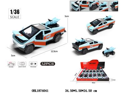 1:36 合金回力车带摩托车 带灯光音乐 3*AG3包电 可开门 4色混装 12只装一展示盒_OBL1874041