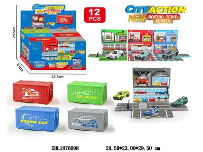1:64合金滑行车配货柜收纳盒 4色6款混装 12小盒装1展示盒_OBL1876098
