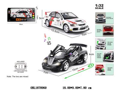1：32锌合金回力车带灯光声音 可开门 3*AG13包电 2款混装_OBL1878960