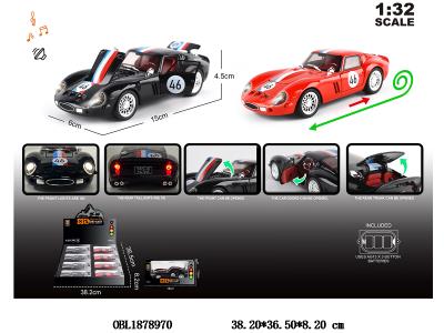 1：32锌合金回力车带灯光声音 可开门 3*AG13包电 2色混装 8小盒装一展示盒_OBL1878970