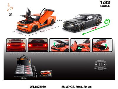 1：32锌合金回力车带灯光声音 可开门 3*AG13包电 2色混装 8小盒装一展示盒_OBL1878979