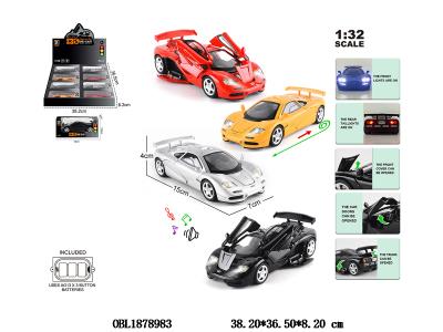 1：32锌合金回力车带灯光声音 可开门 3*AG13包电 4色混装 8小盒装一展示盒_OBL1878983