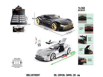 1：32锌合金回力车带灯光声音 可开门 3*AG13包电 2色混装 8小盒装一展示盒_OBL1878997
