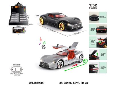 1：32锌合金回力车带灯光声音 可开门 3*AG13包电 2色混装 8小盒装一展示盒_OBL1879009
