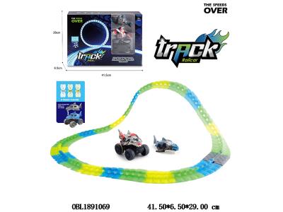 电动夜光轨道鲨鱼涂鸦车套装 3*AAA不包电_OBL1891069