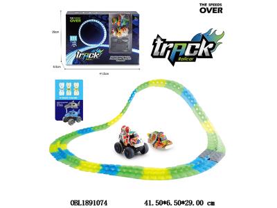 电动夜光轨道工程涂鸦车套装配USB线 3.7V锂电池包电_OBL1891074