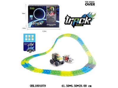 电动夜光轨道环卫涂鸦车套装配USB线 3.7V锂电池包电_OBL1891079