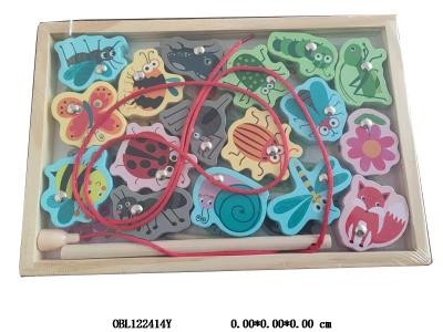 木盒二合一木制穿线钓鱼昆虫14.8*22.5*1.8cm_OBL122414Y