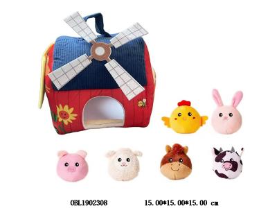 婴儿布绒房子绣花动物套装_OBL1902308