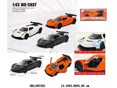 1:43合金回力开门车带灯光声音 3*AG3包电 3色混装_OBL1907281