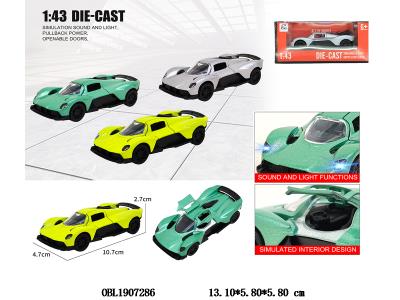 1:43合金回力开门车带灯光声音 3*AG3包电 3色混装_OBL1907286