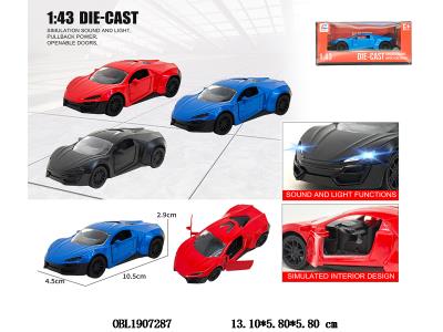 1:43合金回力开门车带灯光声音 3*AG3包电 3色混装_OBL1907287