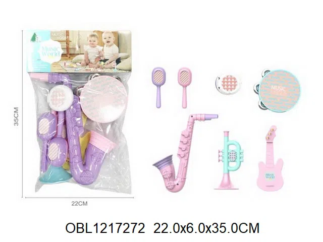 乐器组合  萨克斯 喇叭  吉他 铃鼓 快板 沙锤_OBL1217272