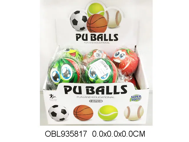 4寸PU水果球 多款多色混装 12个装1展示盒_OBL935817