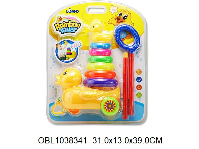 鸭子彩虹圈拖拉车 可手推_OBL1038341