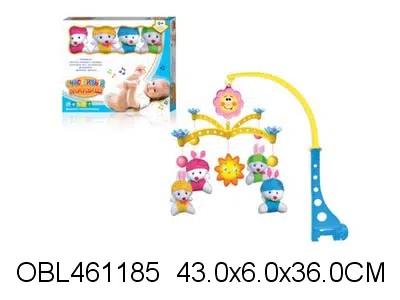 俄文上链毛绒床头吊铃配4只毛绒兔子_OBL461185