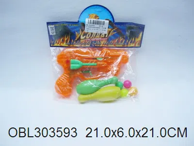 俄文乒乓枪带水枪配保龄球 橙绿2色混装_OBL303593