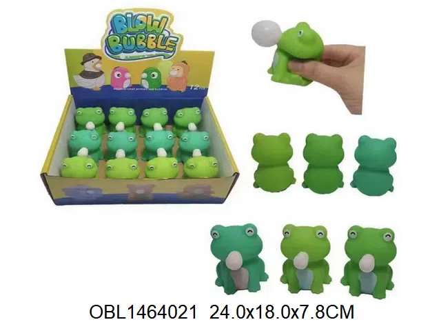 发泄吐泡泡青蛙 3色混装 12只装1展示盒_OBL1464021