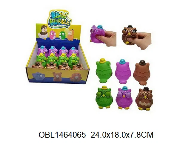 发泄突眼猫头鹰 3色混装 12只装1展示盒 有套袋子_OBL1464065