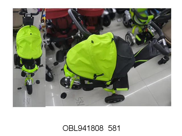 三轮儿童推车 橡胶轮胎充气带音乐（不能带中文音乐） 红 蓝 绿3色_OBL941808