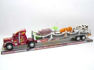 喷漆拖头平板车载三只动物_OBL024029