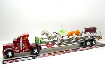 喷漆拖头平板车载三只动物_OBL024030