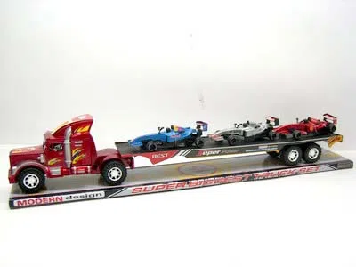 喷漆拖头平板车载三只方程车二色_OBL024031