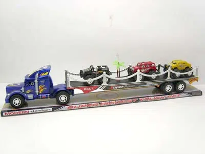 喷漆拖头平板车载三只车仔二色_OBL024032