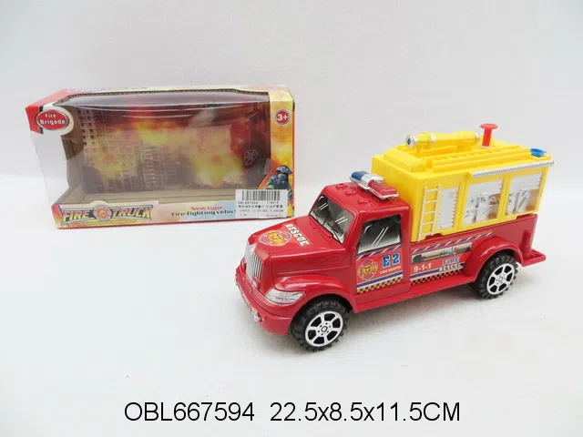 惯性消防车带警灯 可喷水 2色混装_OBL667594