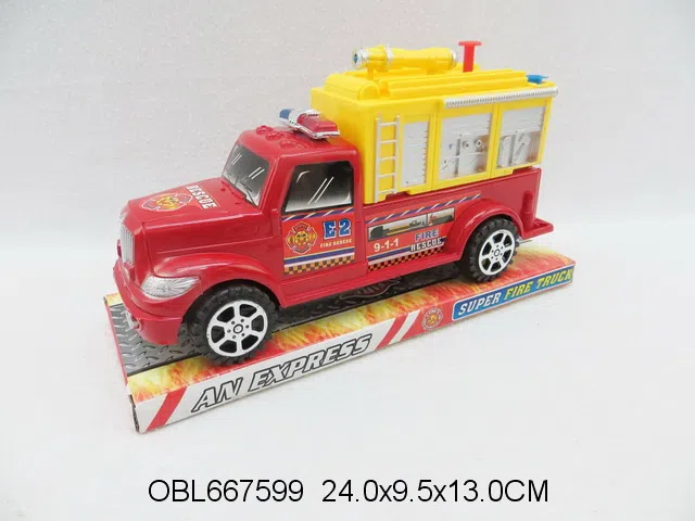 惯性消防车带警灯 可喷水 2色混装_OBL667599