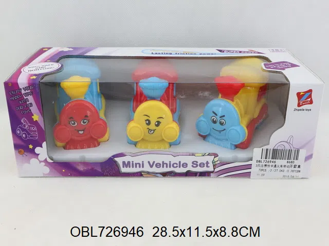 3只庄惯性卡通火车带动作 3色混装_OBL726946