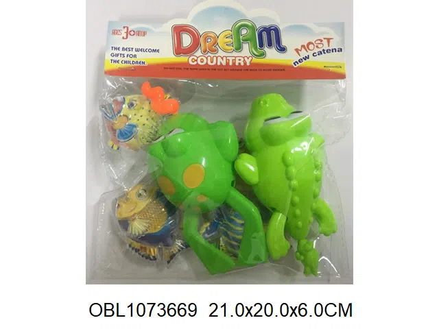 2只庄拉线游水青蛙/鳄鱼配4条无功能小鱼_OBL1073669