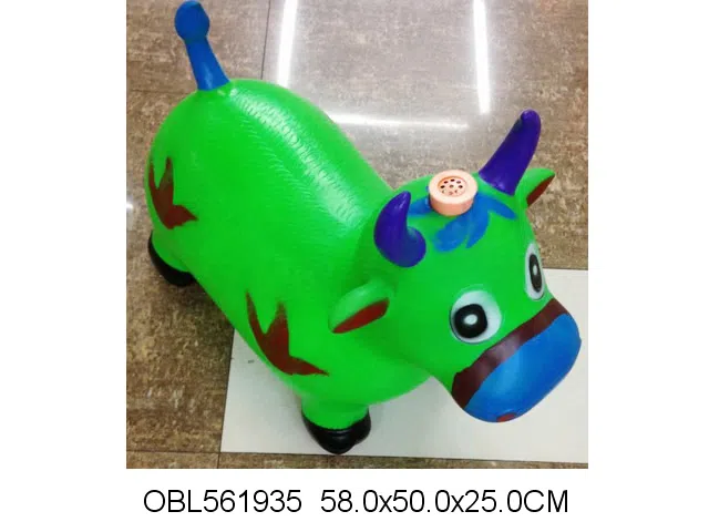 搪塑充气彩绘跳跳牛 出货无充气 红黄蓝绿粉橘黄_OBL561935