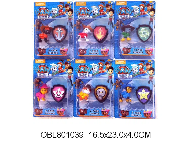 散装3.2寸草帽狗狗巡逻队公仔配徽章 6款混装_OBL801039