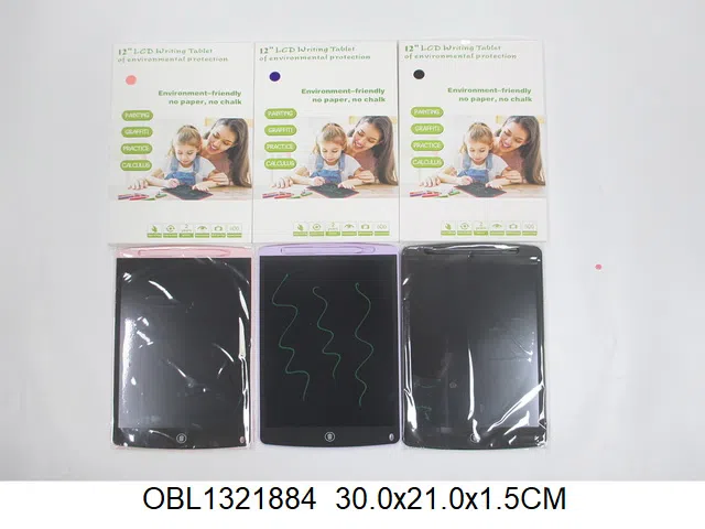 12寸液晶写字板3粒 AG13 包电 3色混装_OBL1321884
