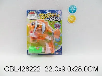 电动全自动灯光音乐小丑鱼泡泡枪配1瓶泡泡水 无包电 2色混装_OBL428222
