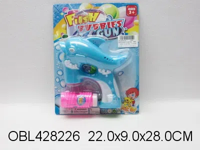 电动全自动灯光音乐海豚泡泡枪配1瓶泡泡水 无包电 红蓝2色混装_OBL428226