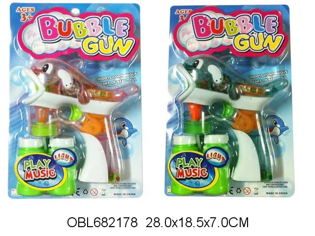 电动透明海豚泡泡枪带灯光音乐配2瓶泡泡水 2色混装 无包电_OBL682178