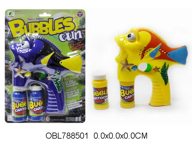 电动鱼泡泡枪带音乐灯光配2瓶泡泡水 2色混装 无包电_OBL788501