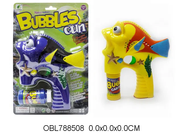 电动鱼泡泡枪带音乐灯光配1瓶泡泡水 2色混装 无包电_OBL788508