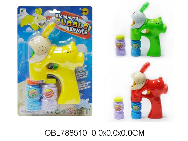 电动欢乐兔泡泡枪带音乐灯光配2瓶泡泡水 3色混装 无包电_OBL788510