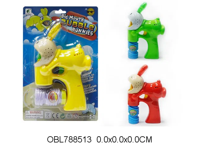 电动欢乐兔泡泡枪带音乐灯光配1瓶泡泡水 3色混装 无包电_OBL788513