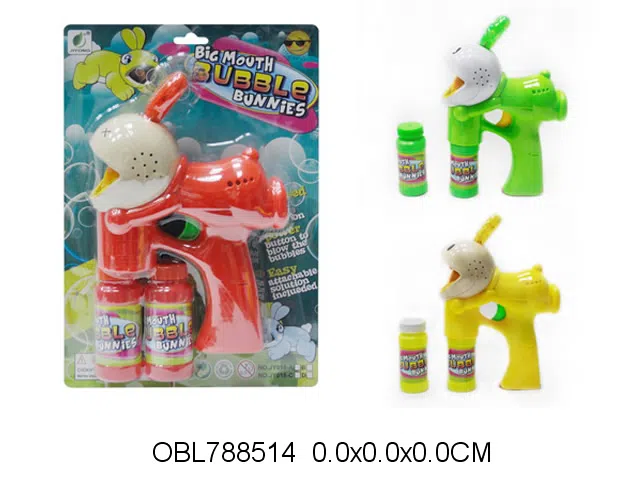 电动欢乐兔泡泡枪带音乐灯光配2瓶泡泡水 3色混装 无包电_OBL788514