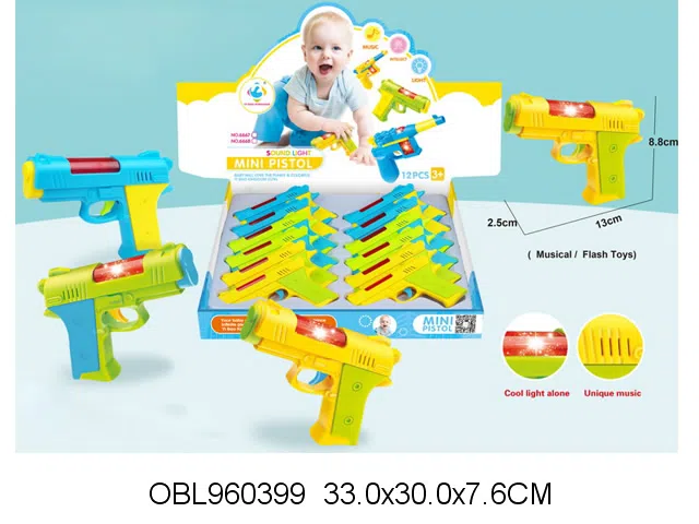 电动枪带灯光音乐 无包电 12支装1展示盒 3色混装_OBL960399