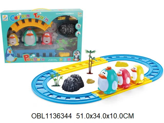 电动轨道车带灯光音乐 3颗AA电池不包电 颜色随机_OBL1136344